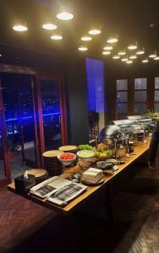 Buffet dinner laid out at the Dashain and Tihar celebration
